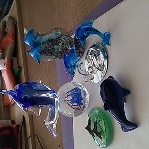 Blue dolphin glass display collection